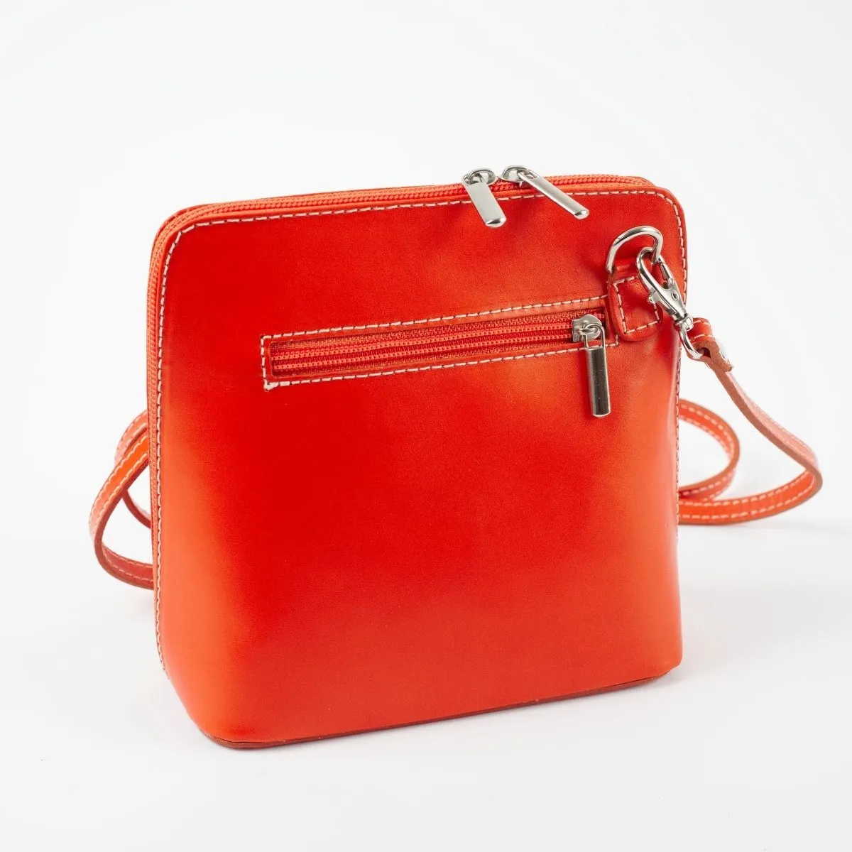 Cream Mini Structured Italian Leather Crossbody Bag