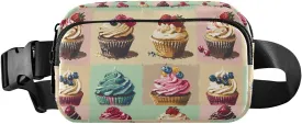 Cupcake Pixel Pattern Fanny Pack for Women Men, Crossbody Waist Packs with Adjustable Strap Belt bag for Travel Workout Hiking