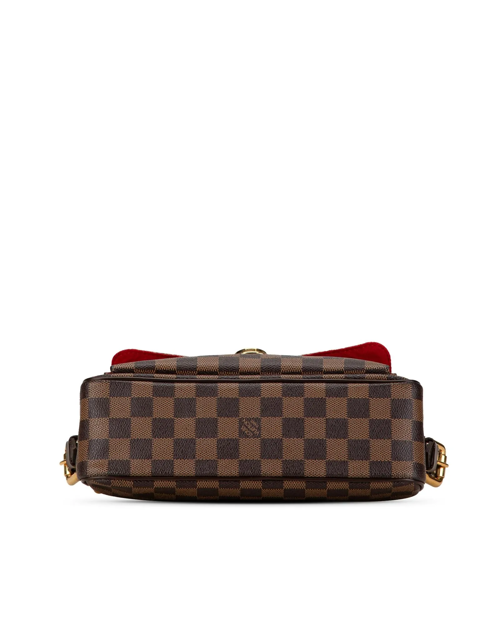Damier Canvas Shoulder Bag with Leather Trim and Front Flap Pocket