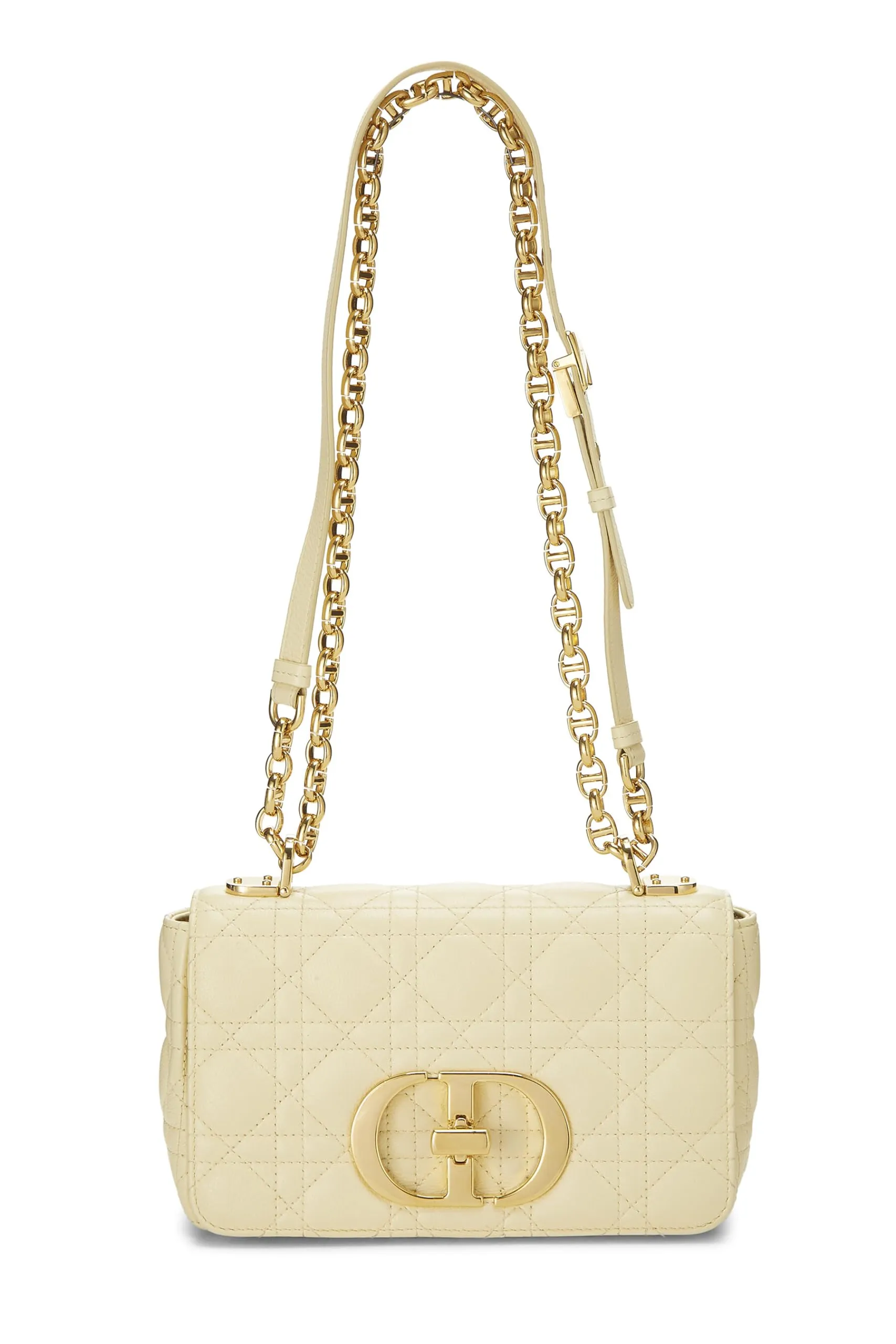 Dior,  Yellow Cannage Calfskin Caro Bag Small, Yellow