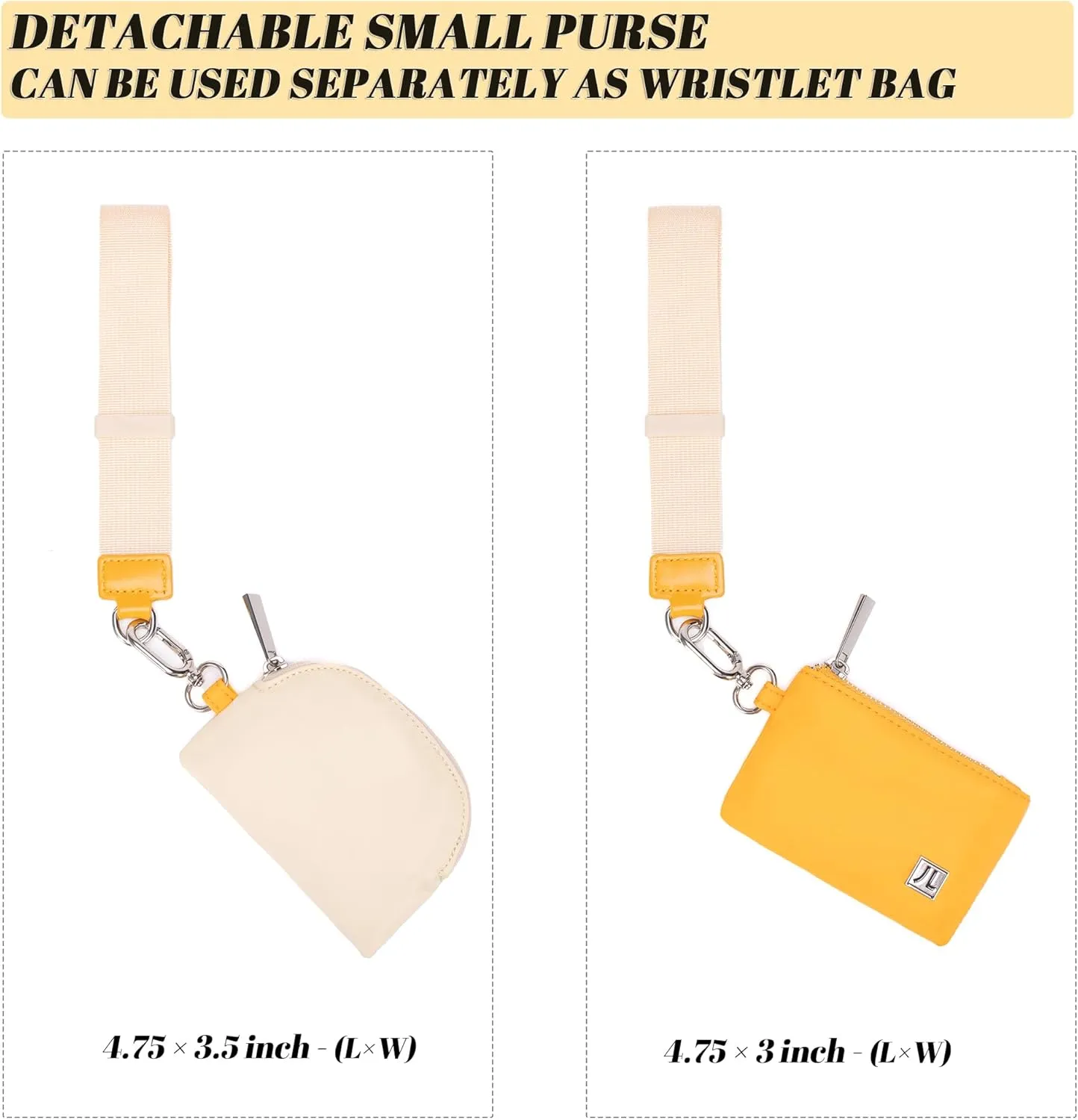 Dual Pouch Wristlet Portable Mini Wallet Detachable Card Holder Small Coin Purse Handbag for Women
