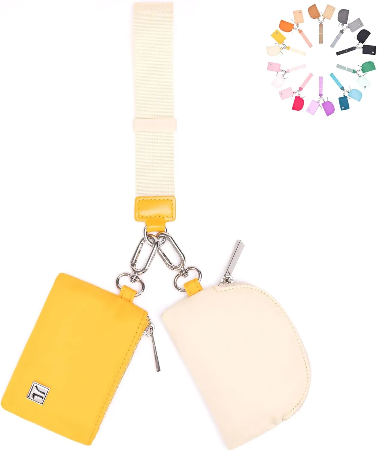 Dual Pouch Wristlet Portable Mini Wallet Detachable Card Holder Small Coin Purse Handbag for Women