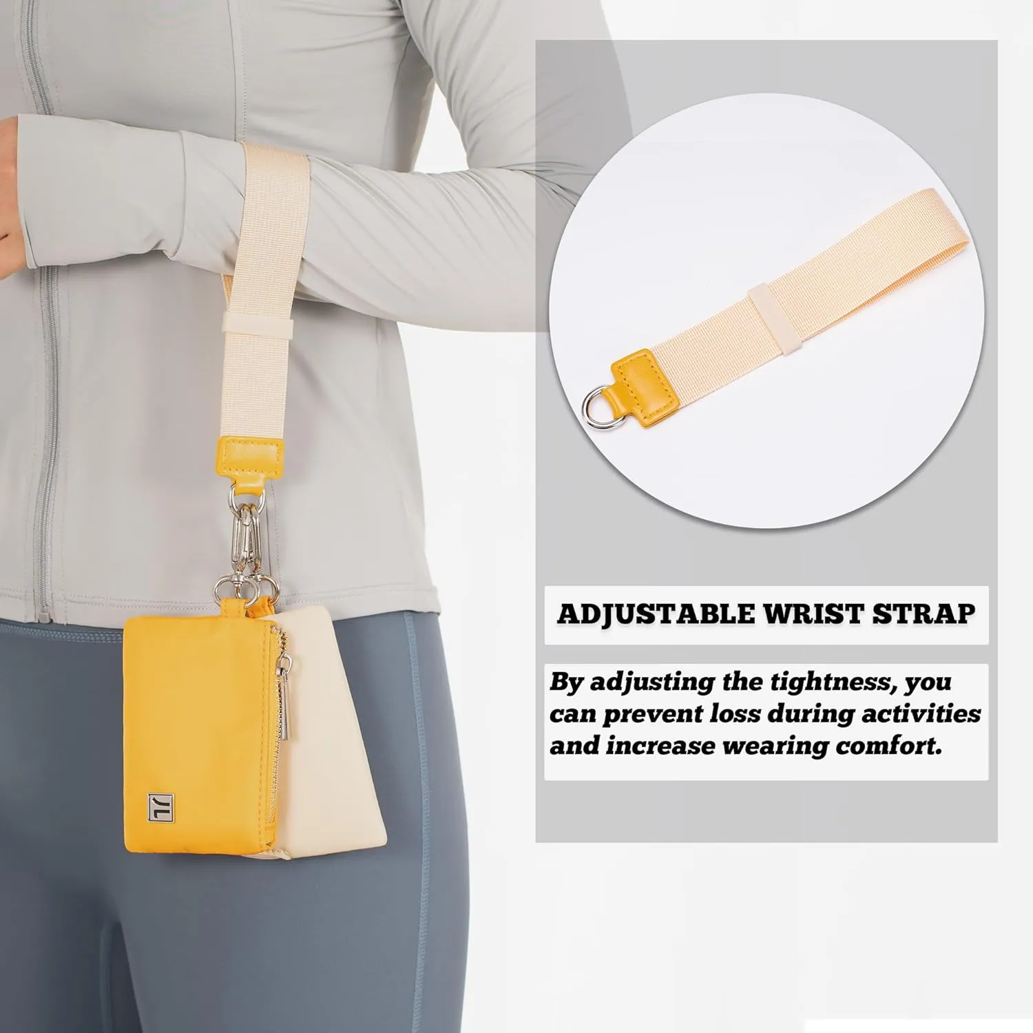 Dual Pouch Wristlet Portable Mini Wallet Detachable Card Holder Small Coin Purse Handbag for Women