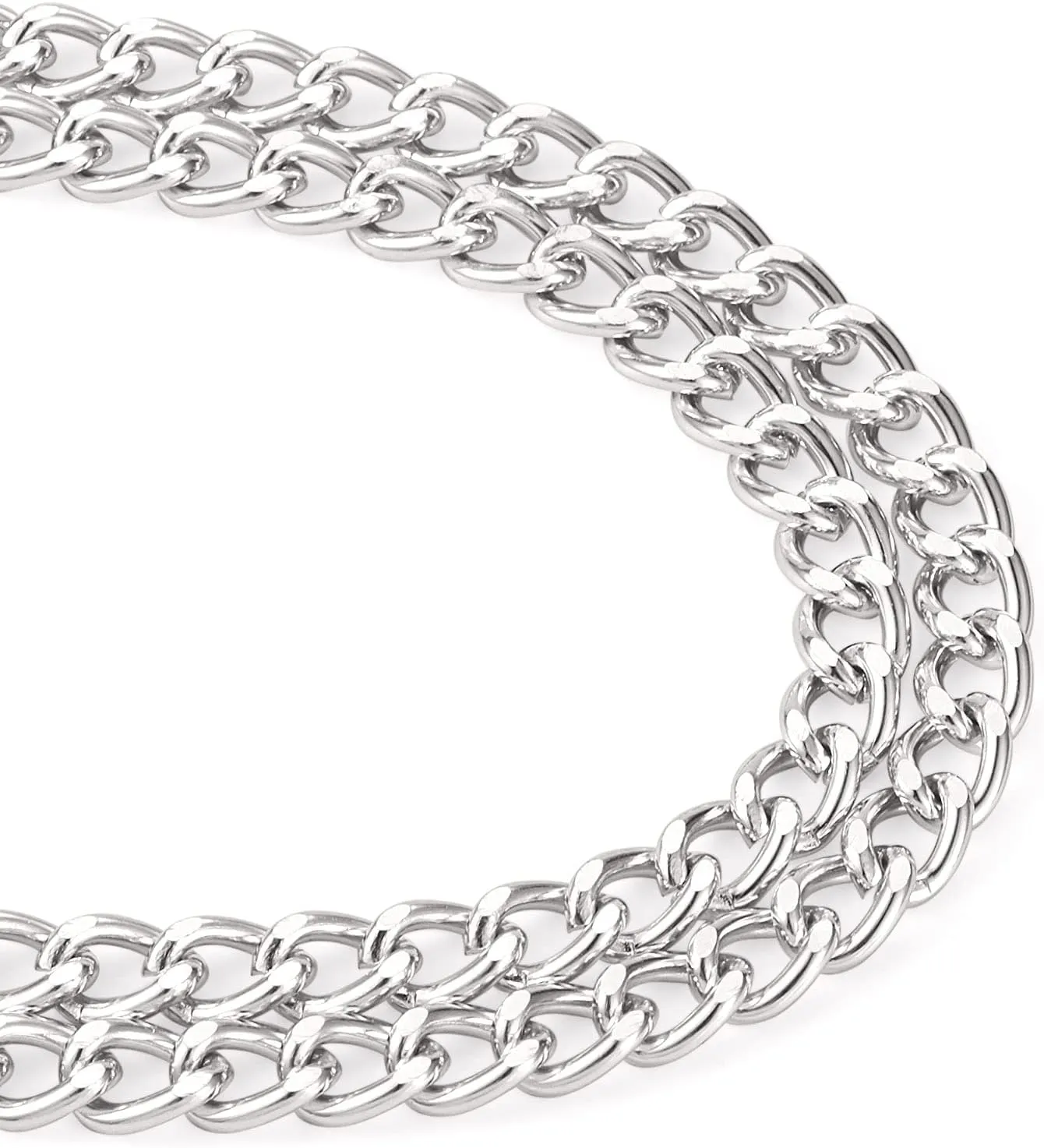 Fashewelry 3.28 Feet Aluminum Twist Curb Chain Link Silver Unwelded Oval Cross Link Chain 12x9mm for Jewelry Craft Shoulder Handbag Purse Replacement Straps Making