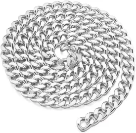 Fashewelry 3.28 Feet Aluminum Twist Curb Chain Link Silver Unwelded Oval Cross Link Chain 16.5x13mm for Jewelry Craft Shoulder Handbag Purse Replacement Straps Making