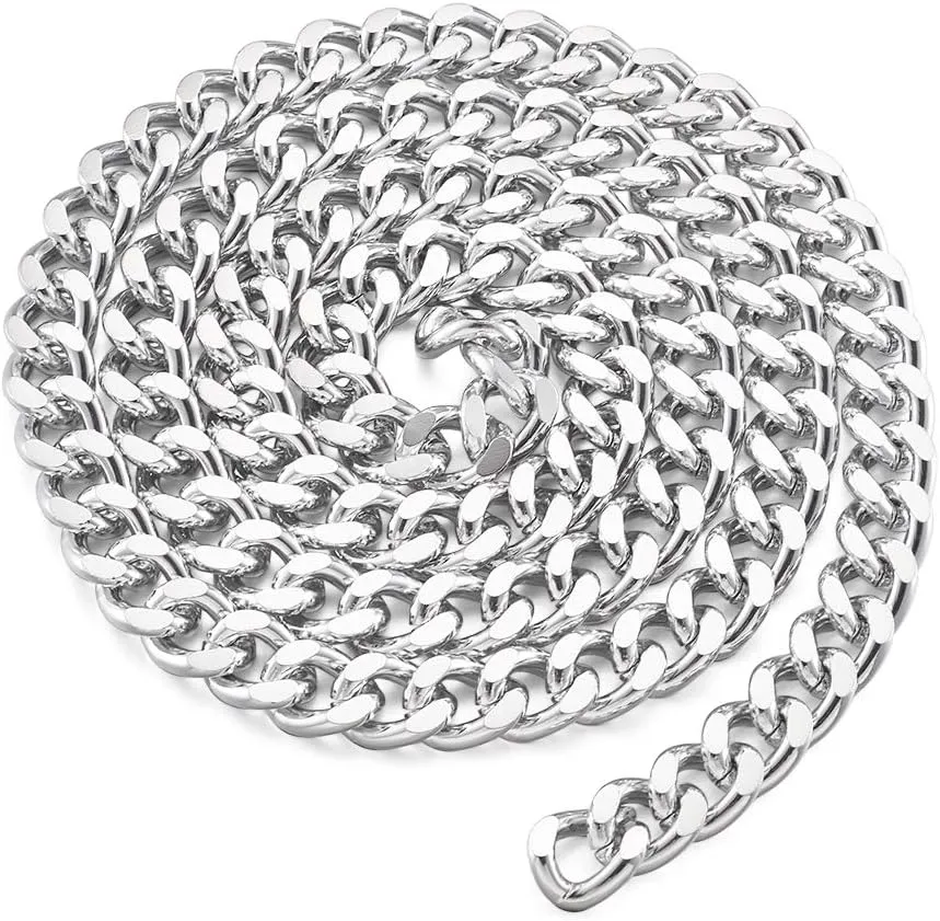 Fashewelry 3.28 Feet Aluminum Twist Curb Chain Link Silver Unwelded Oval Cross Link Chain 16.5x13mm for Jewelry Craft Shoulder Handbag Purse Replacement Straps Making
