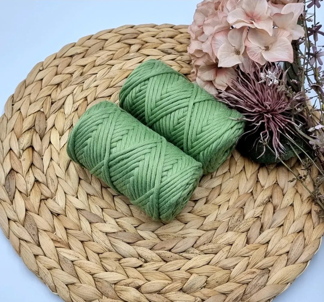 Fern Green - 3MM  Single Strand Luxe Cotton Macrame String 250gr