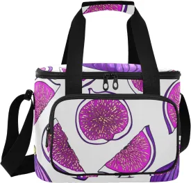 Fig Fruit Purple Insulated Cooler Bag for Women Men Leakproof 24 Can Camping Cooler Totes for Beach Work Road Trip