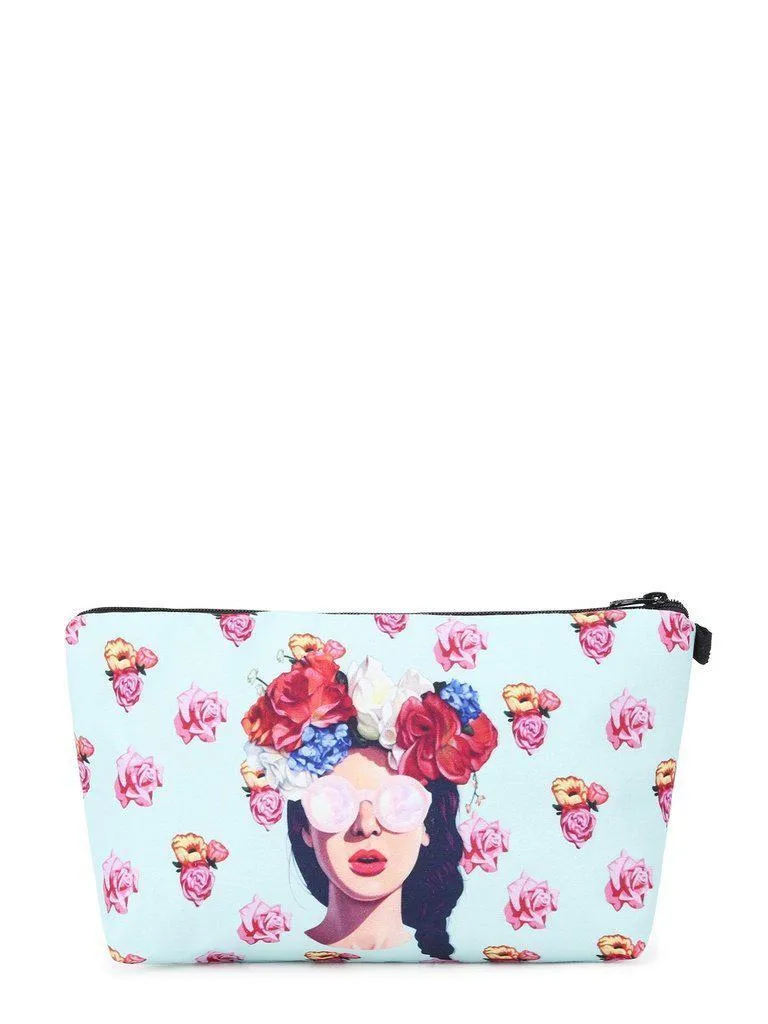Flower Print Zipper Pouch