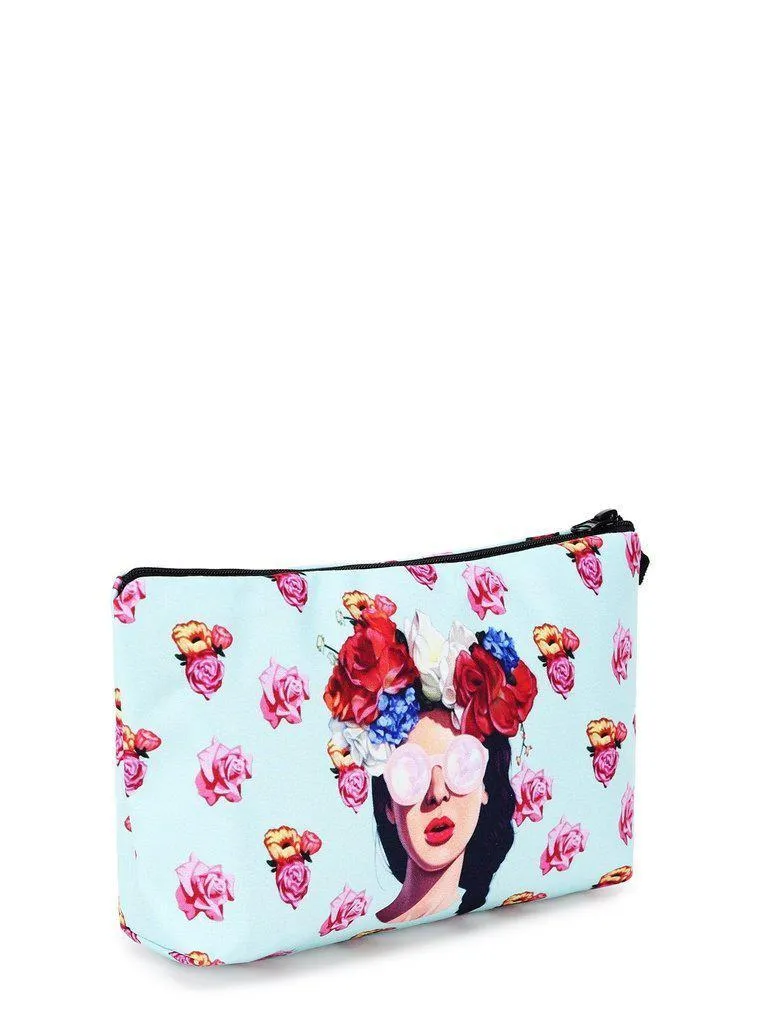 Flower Print Zipper Pouch