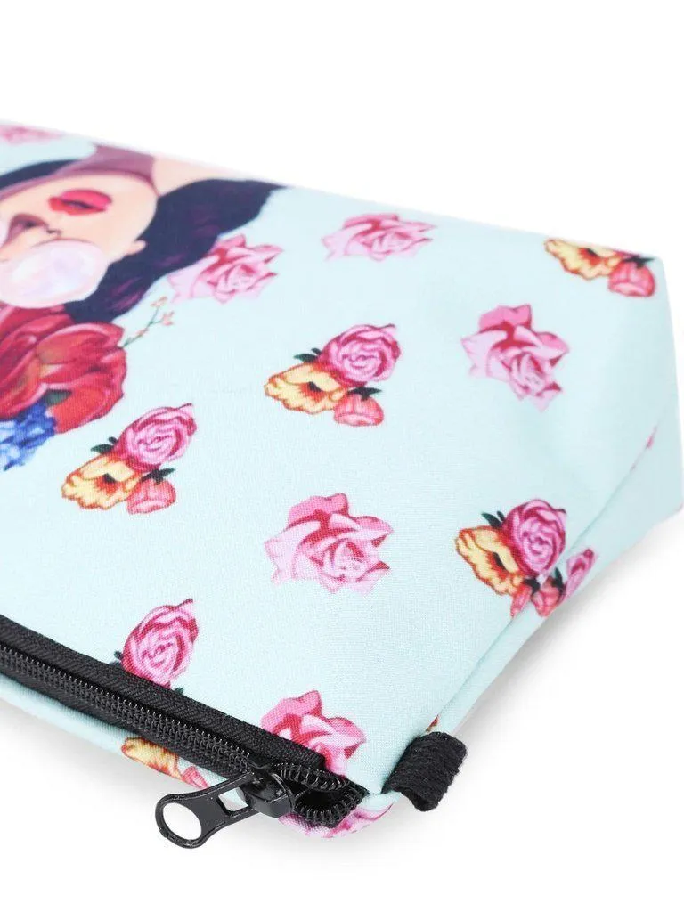 Flower Print Zipper Pouch