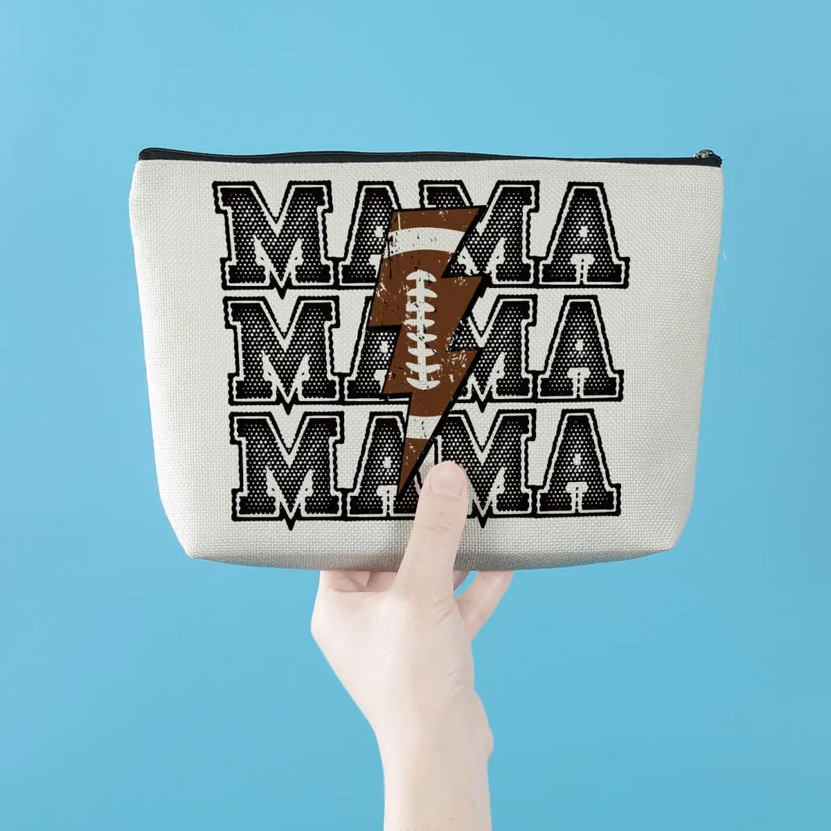 Football Gifts Mama Gifts Makeup Bag Football Party Favors Cosmetic Bag Football Stuff Accessories Birthday Gifts for Women Mom Mama Coach Zipper Pouch Travel Organizer Toiletry Bag Vacation Christmas