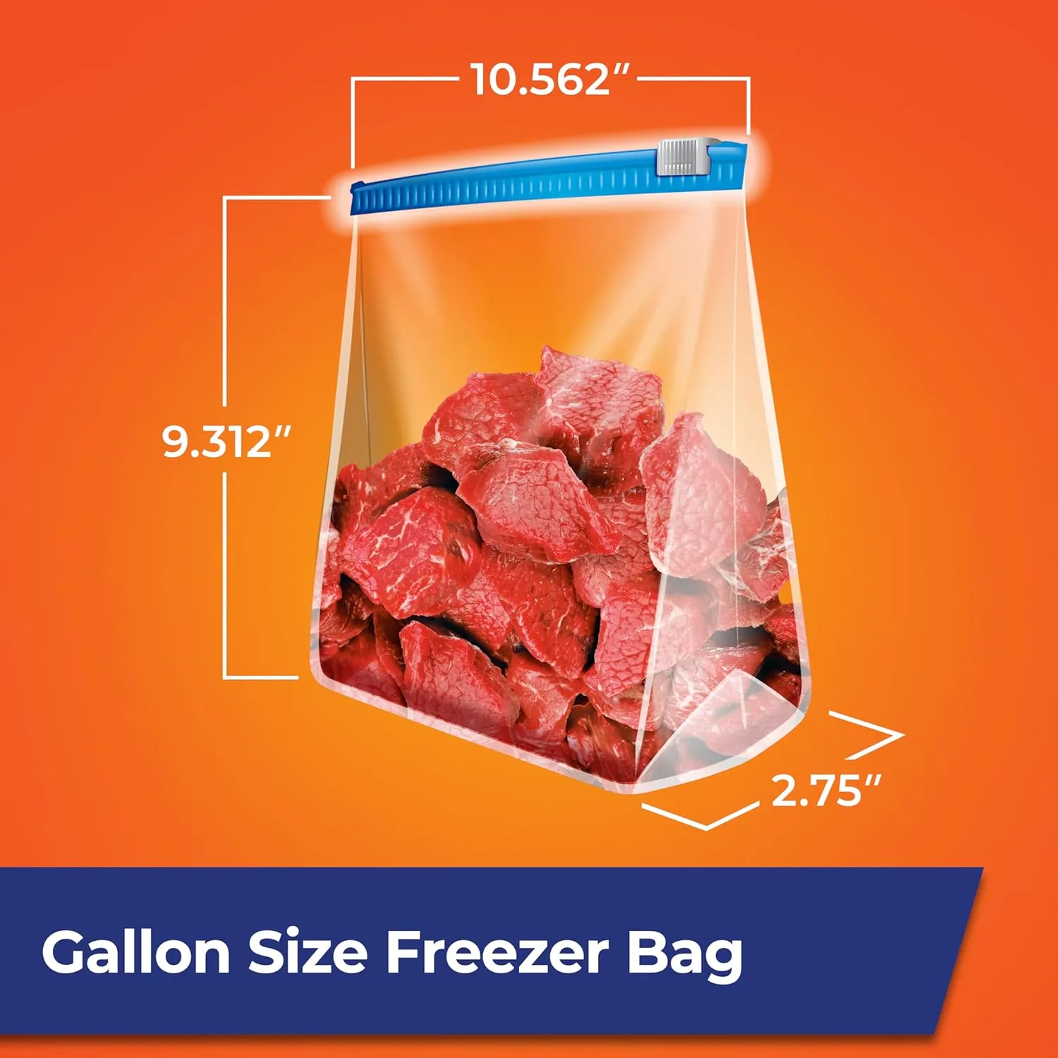 Hefty Slider Freezer Kitchen Storage Bags, Gallon Size, 56 Count