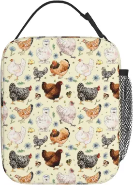 Hen And Chicken Farmhouse Insulated Lunch Box Bag for Boys & Girls, Reusable Kids Lunch Box Ideal for Hot or Cold Snacks & Bento Boxes