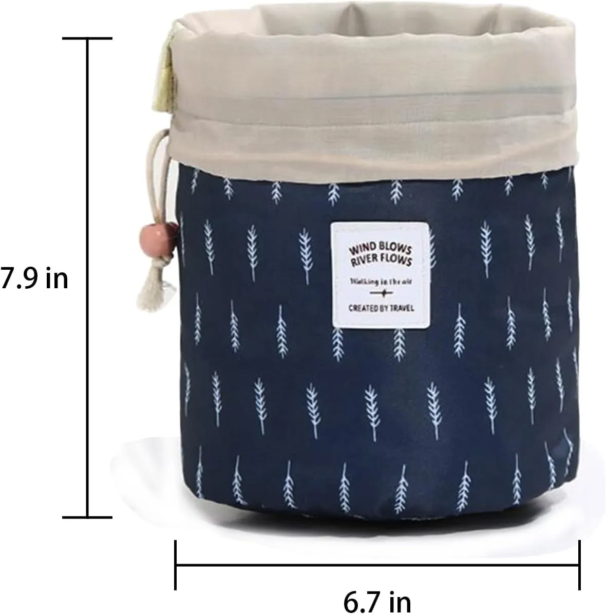 INVODA Cosmetic Bag Barrel Makeup Bag for Women and Girls Portable Drawstring Toiletry Bag Soft Collapsible Toiletry Bucket Bags Multifunctional Organizer Storage Pocket