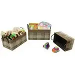 JVL Chequers Home Storage Basket Brown - Small, Medium, Large