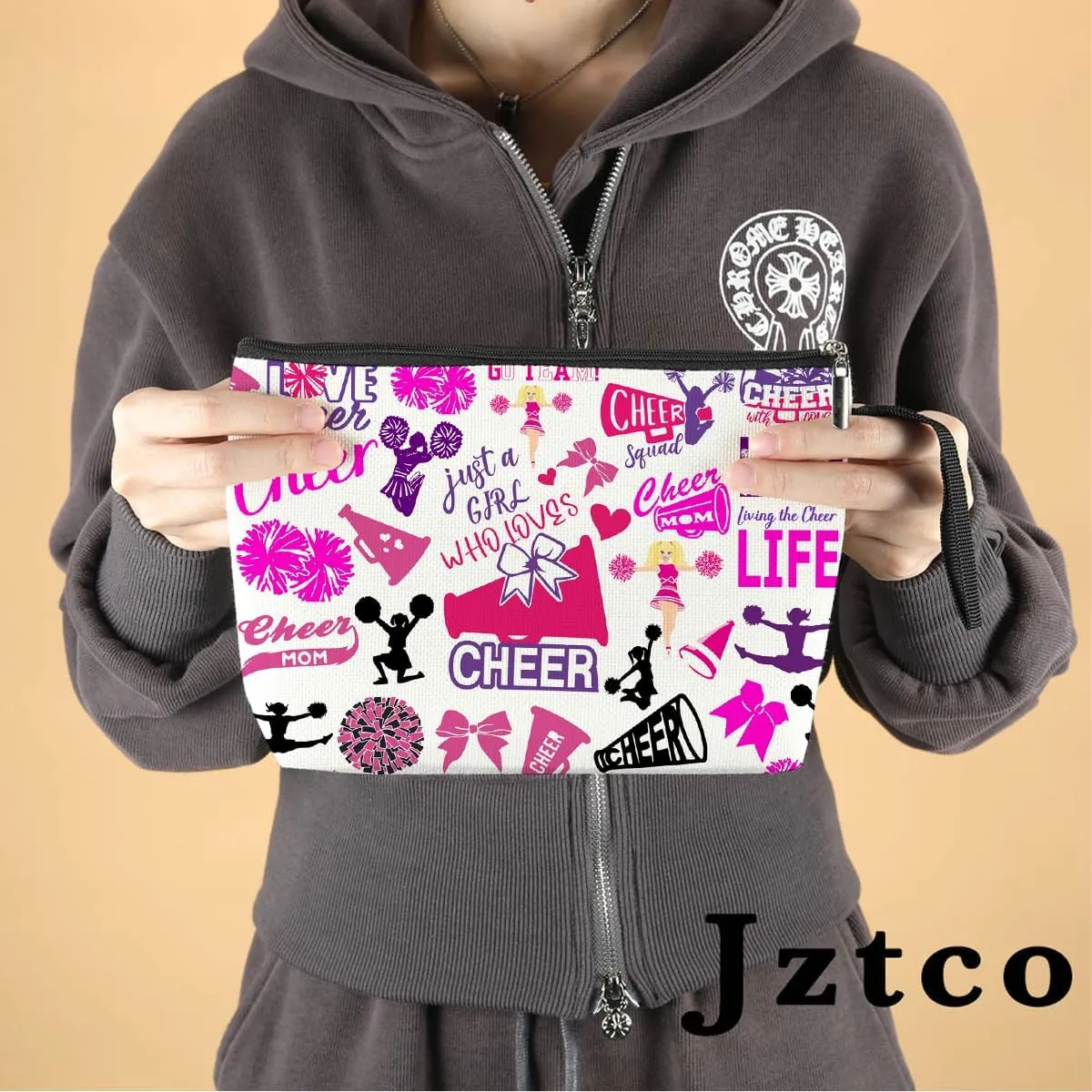 Jztco Cheer Stuff Cheerleading Gifts Cosmetic Bag Cheer Gifts Cheerleader Toiletry Bag Graduation Funny Makeup Bag Cheerleader Gifts Birthday Gifts for Women Teens Girls Girlfriend Cheer Coach Sister