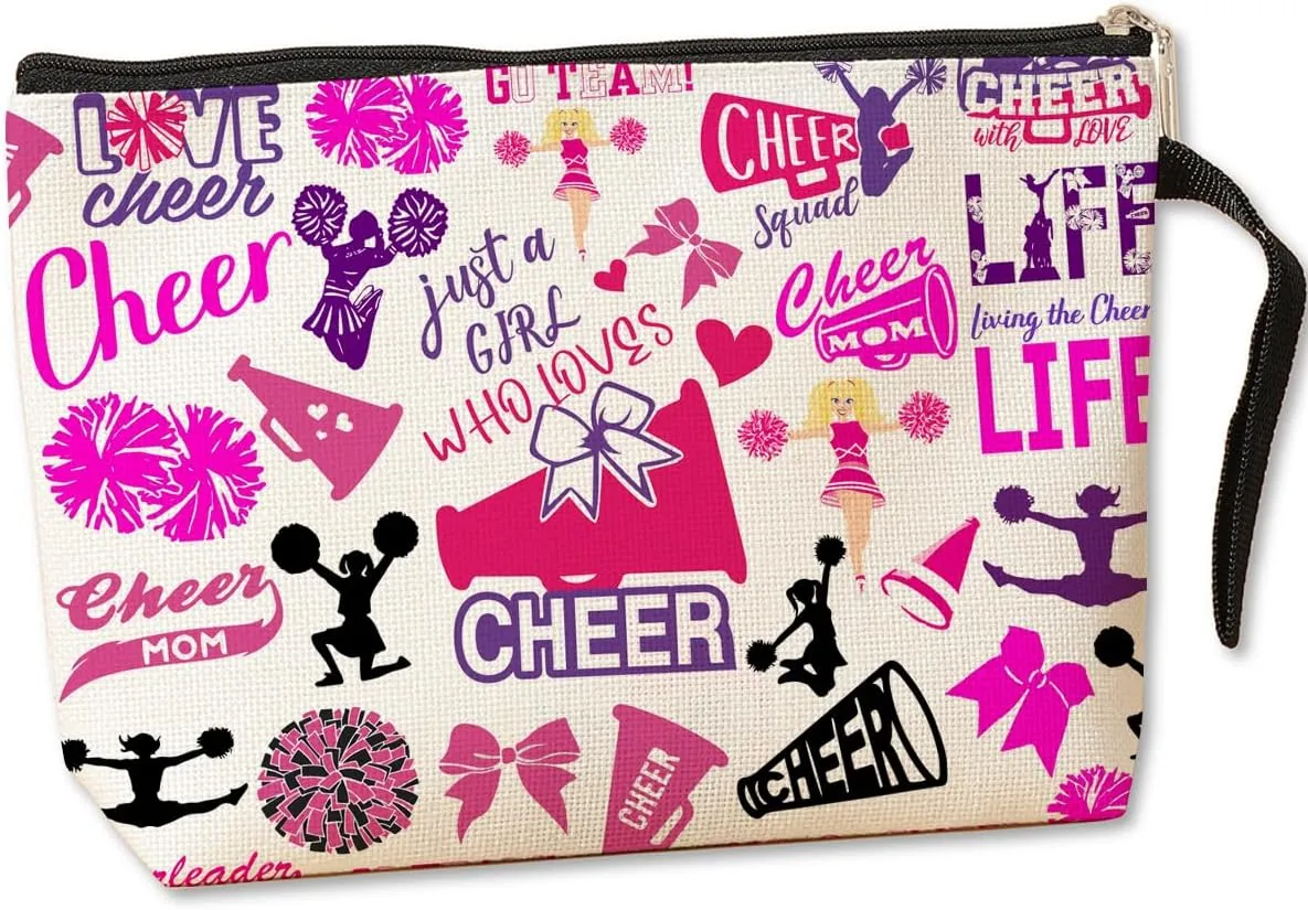 Jztco Cheer Stuff Cheerleading Gifts Cosmetic Bag Cheer Gifts Cheerleader Toiletry Bag Graduation Funny Makeup Bag Cheerleader Gifts Birthday Gifts for Women Teens Girls Girlfriend Cheer Coach Sister