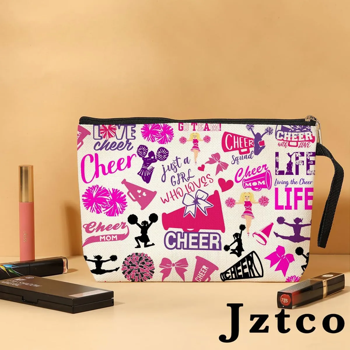 Jztco Cheer Stuff Cheerleading Gifts Cosmetic Bag Cheer Gifts Cheerleader Toiletry Bag Graduation Funny Makeup Bag Cheerleader Gifts Birthday Gifts for Women Teens Girls Girlfriend Cheer Coach Sister