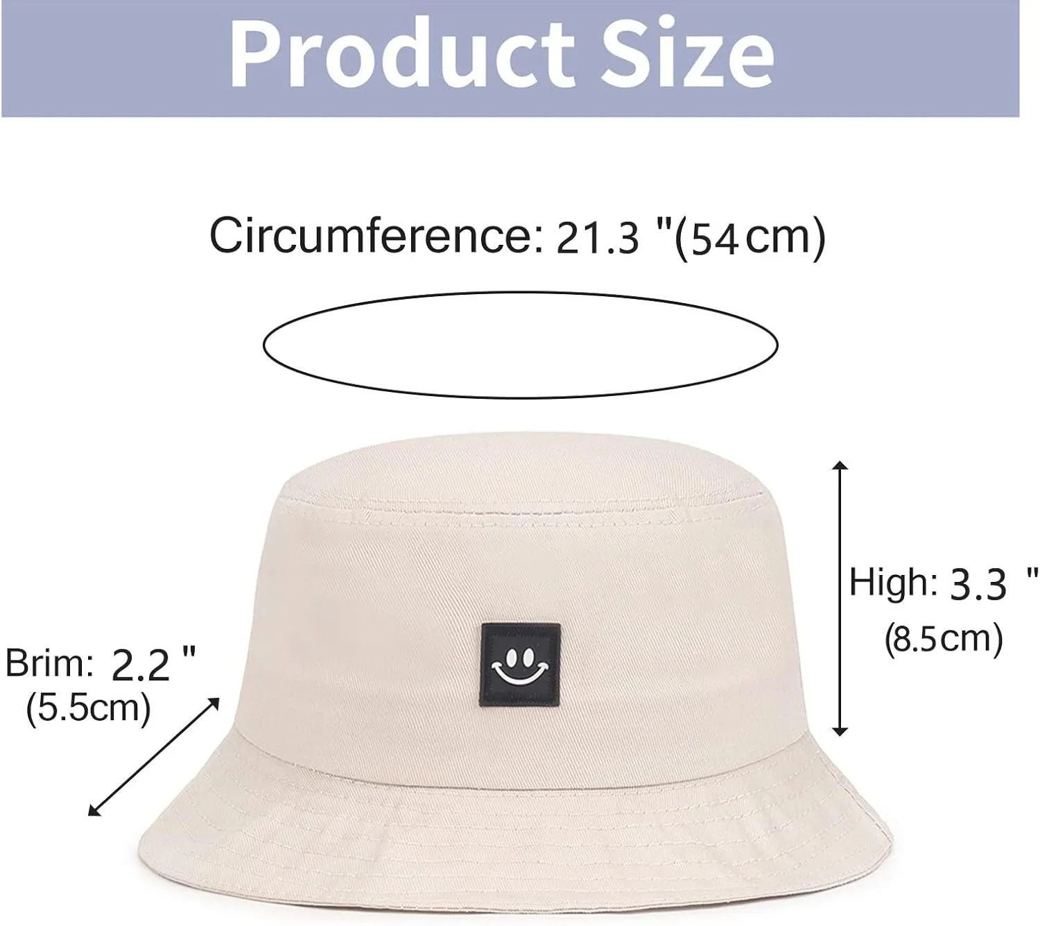 Kids Sun Hat Smile Face Bucket Hat for Girls Boys Summer Sun Protection Cotton Unisex Beach Cap