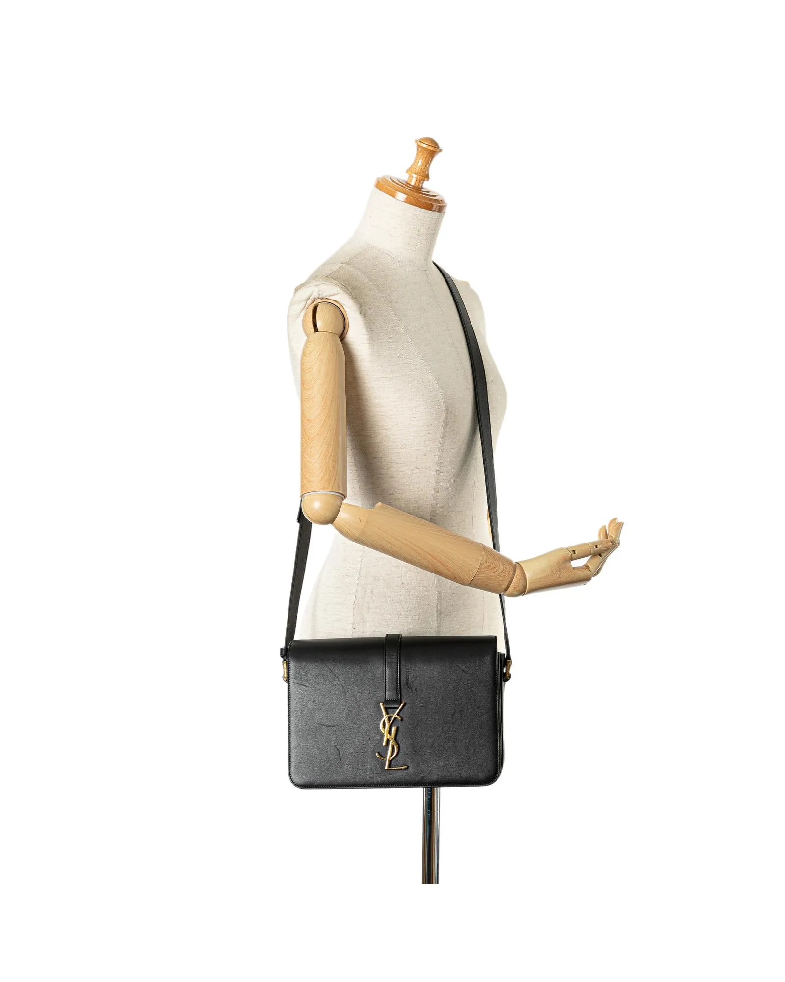 Leather Flap Shoulder Bag with Slip and Zip Pockets