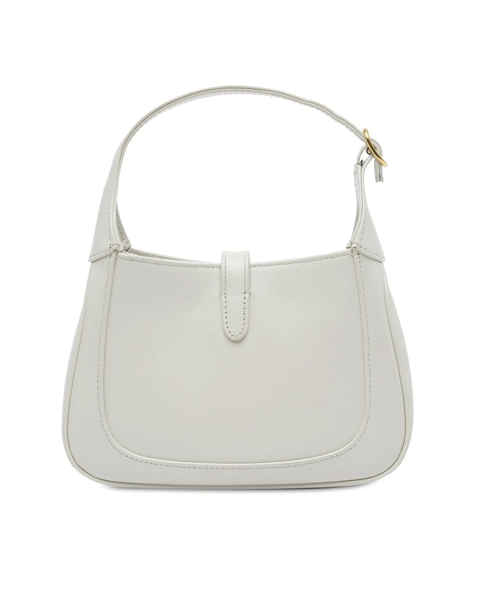 Leather Shoulder Bag with Front Closure and Interior Pocket
