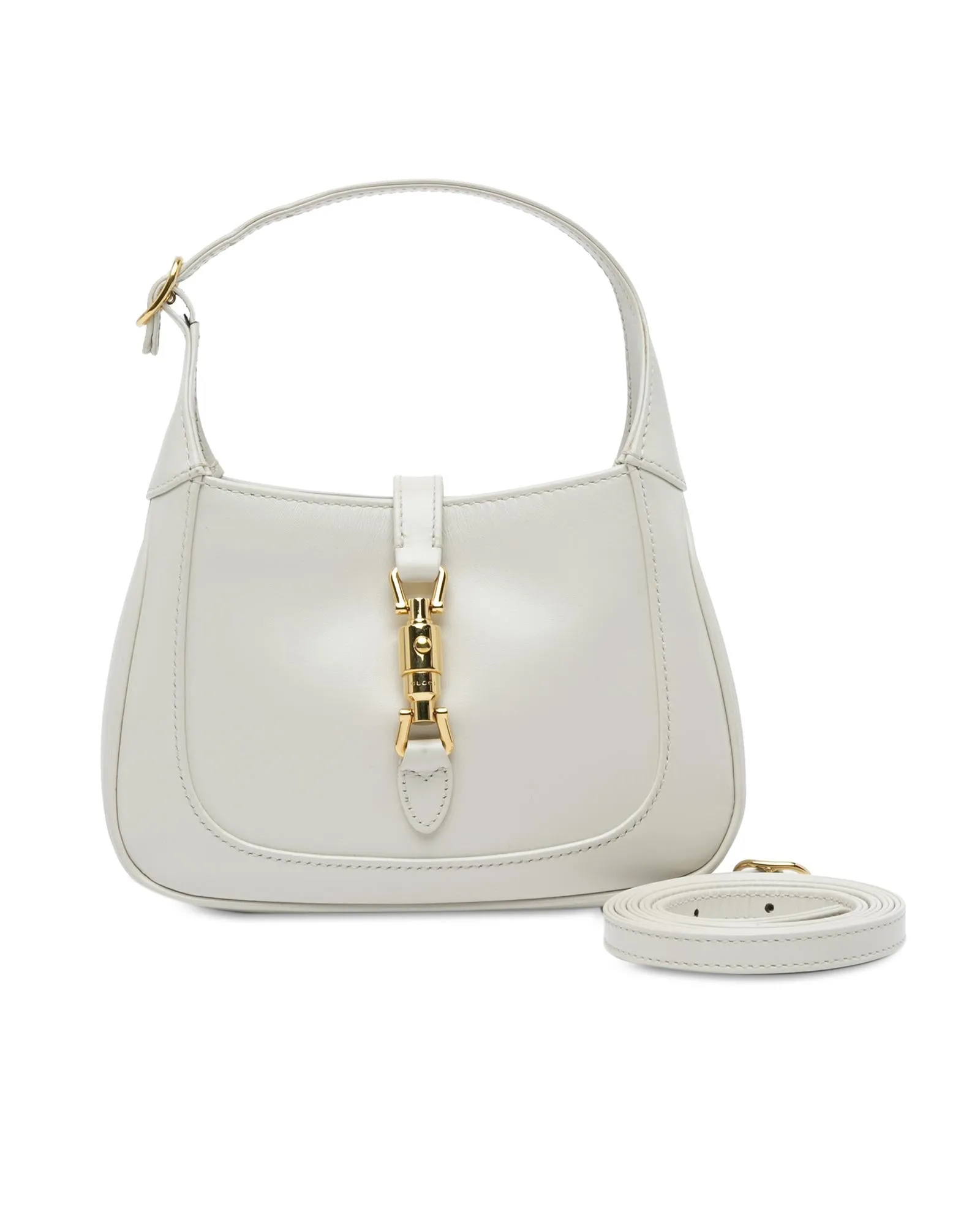 Leather Shoulder Bag with Front Closure and Interior Pocket