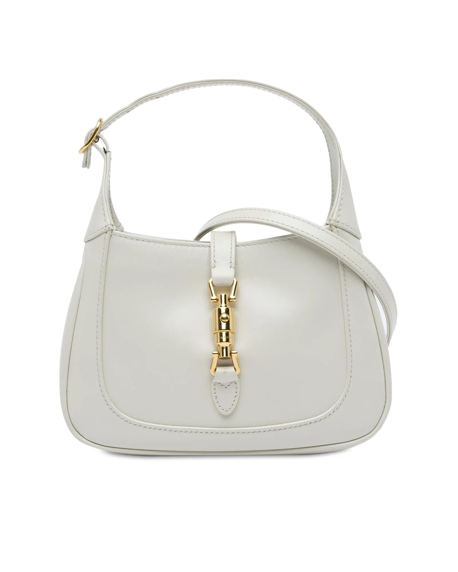 Leather Shoulder Bag with Front Closure and Interior Pocket