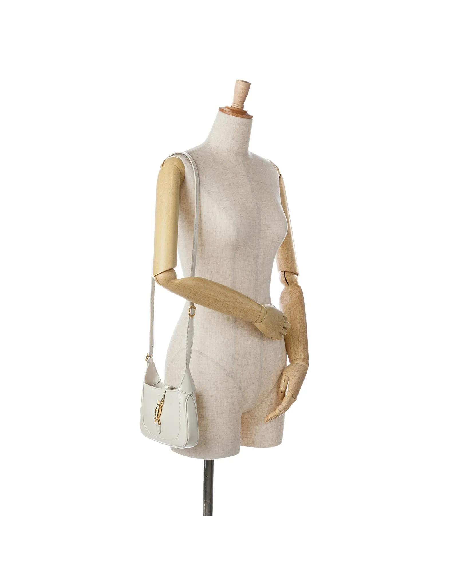 Leather Shoulder Bag with Front Closure and Interior Pocket