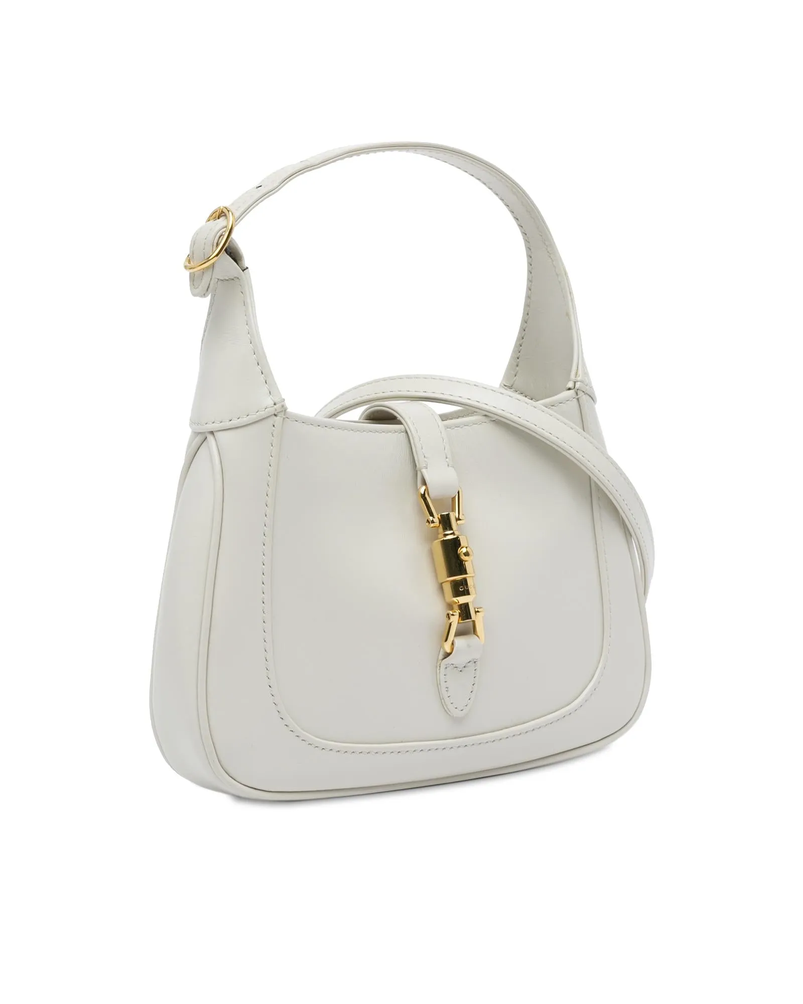Leather Shoulder Bag with Front Closure and Interior Pocket