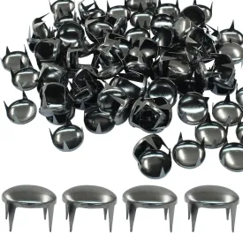 LVADUHF 100Pcs 12mm Round Dome Rivets Spike Studs Spots Metal Claw Beads Nailhead Punk Studs for DIY Leather Craft Clothes Belt Bag Shoes Bracelet, Black
