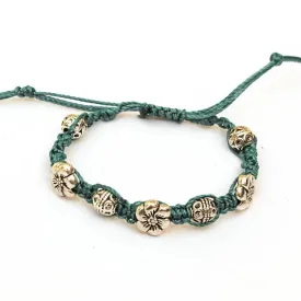 Macrame Bracelet with Mixed Pewter Beads & Sliding Closure