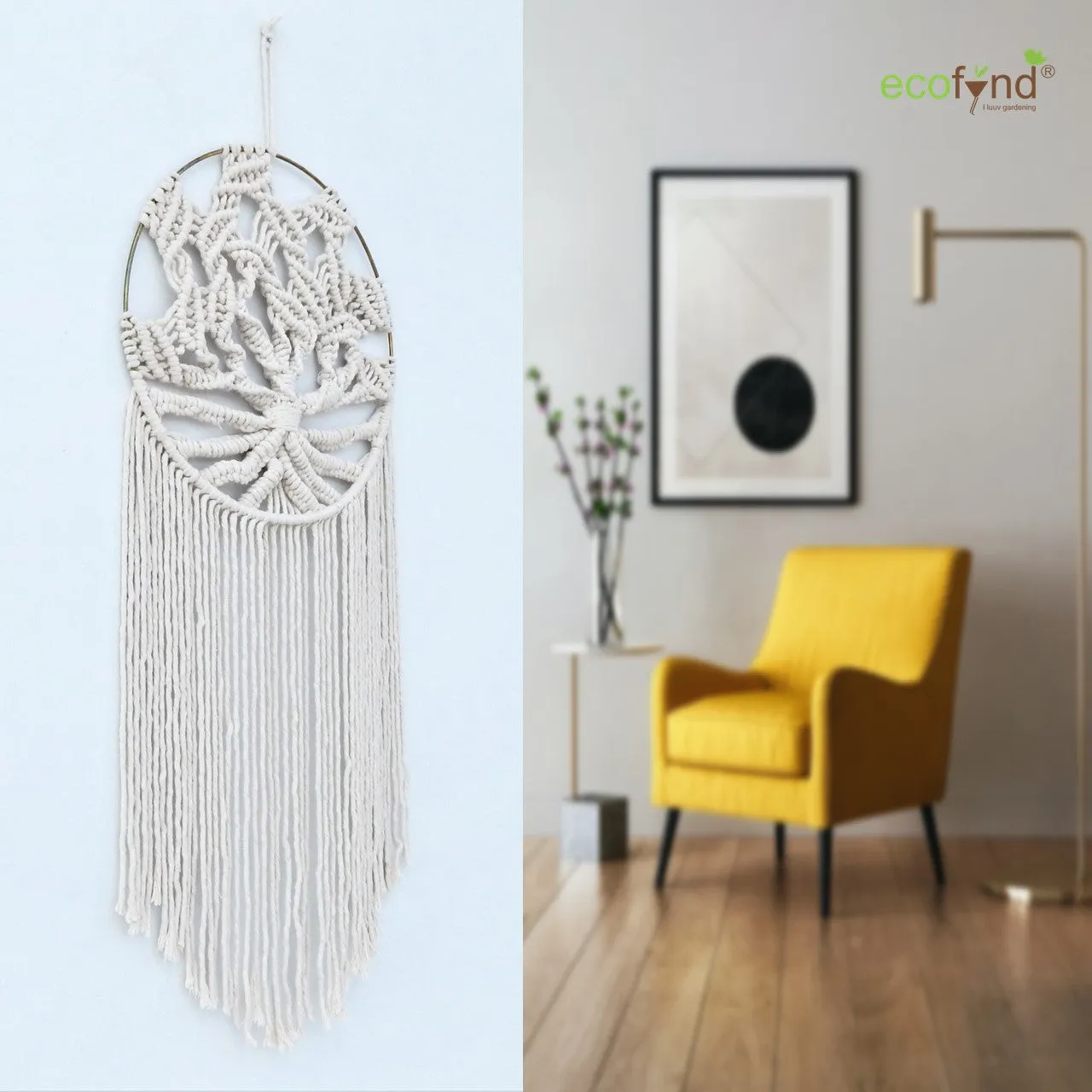 Macrame Dream Catcher With Golden Ring