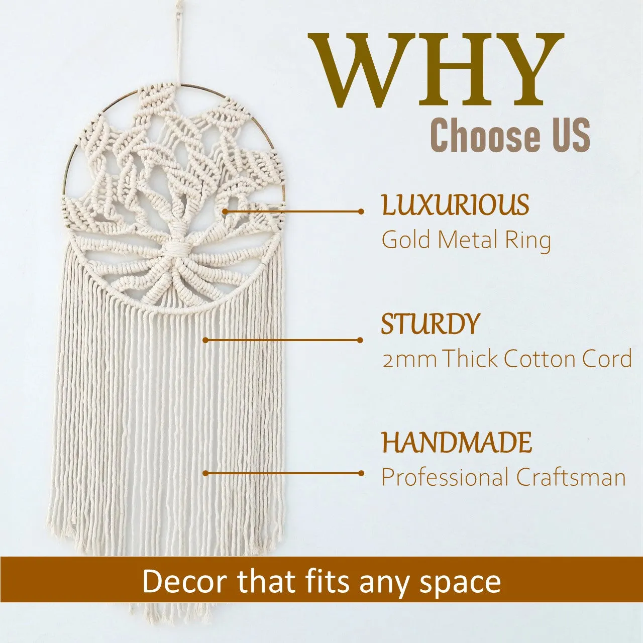 Macrame Dream Catcher With Golden Ring