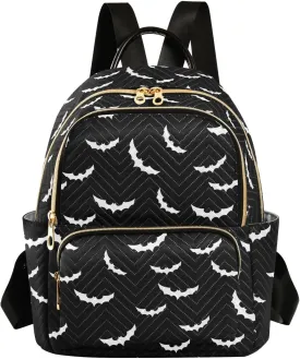 Mini Backpack Purse for Girls Halloween Bat Casual Travel Daypacks Shoulder Bag for Ladies Women