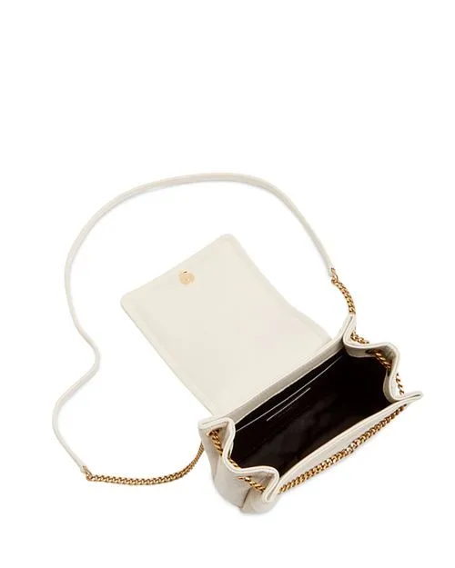 Mini Nolita Saint Laurent Quilted Leather Crossbody Bag, Ivory/Cream