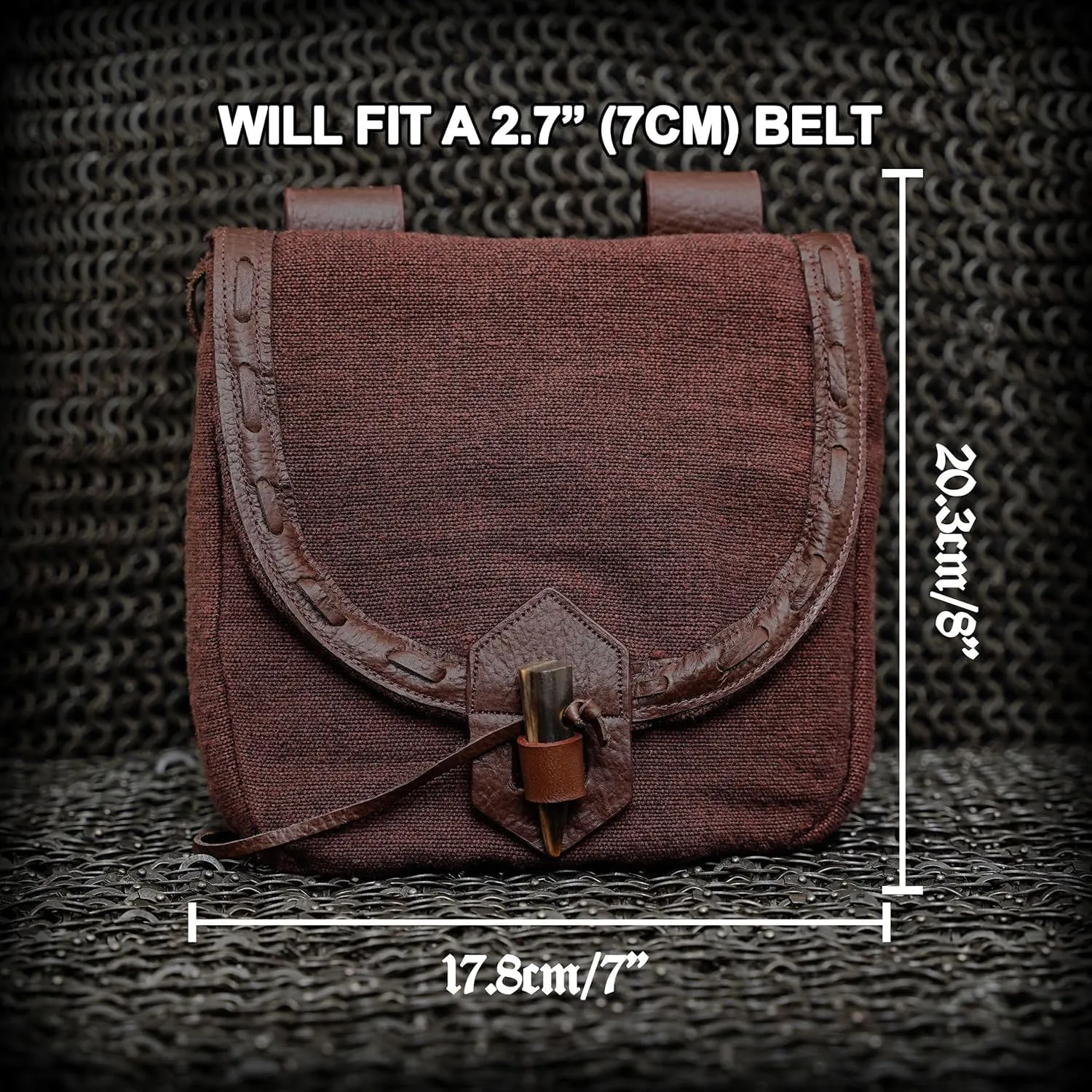 Mythrojan Viking Leather Belt Bag - Medieval & Renaissance Costume Accessories - LARP Waist Bag - Cosplay Coin Purse - Antique Vintage Coin Pouch