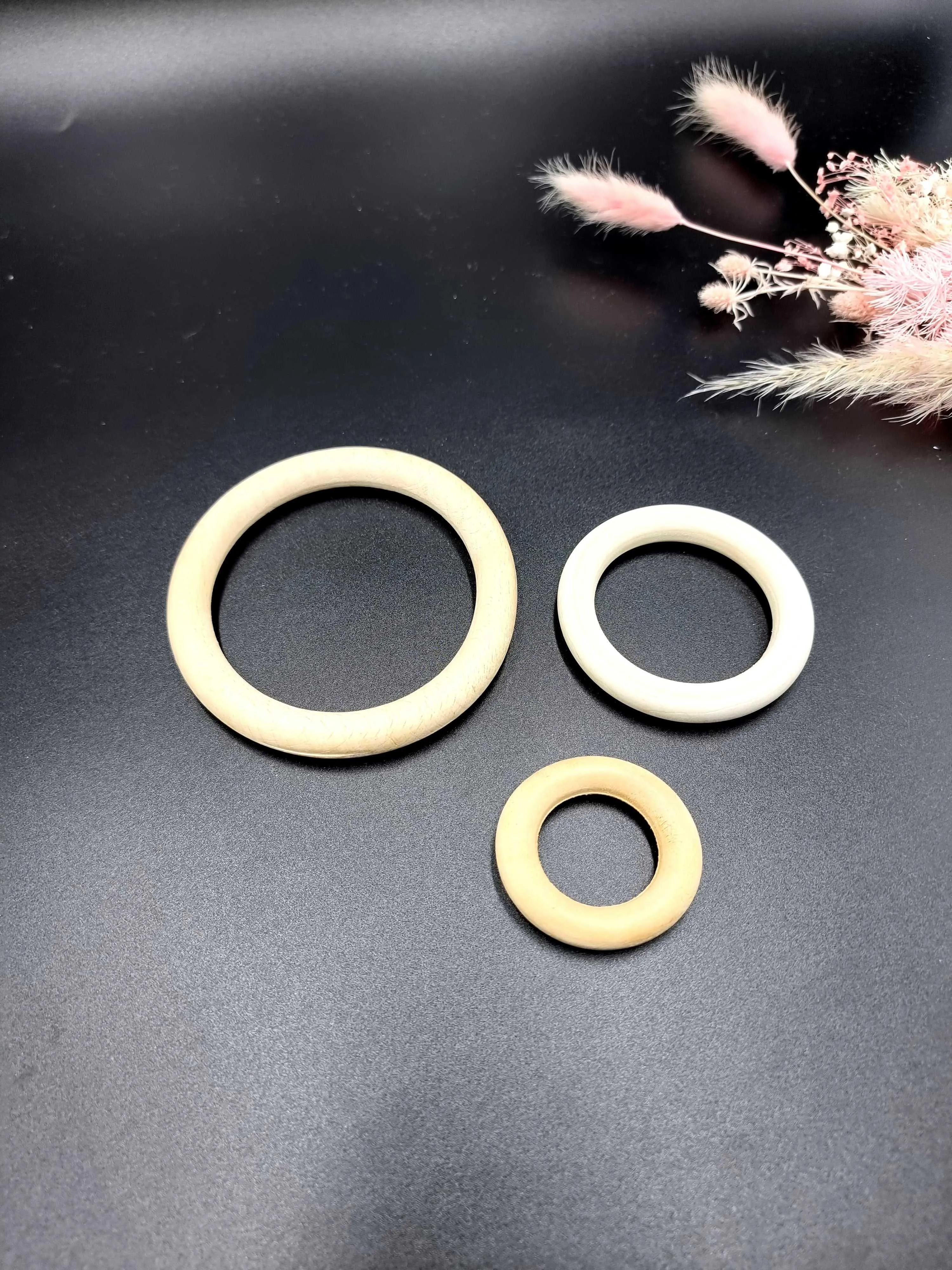 Natural Macrame Wood Ring