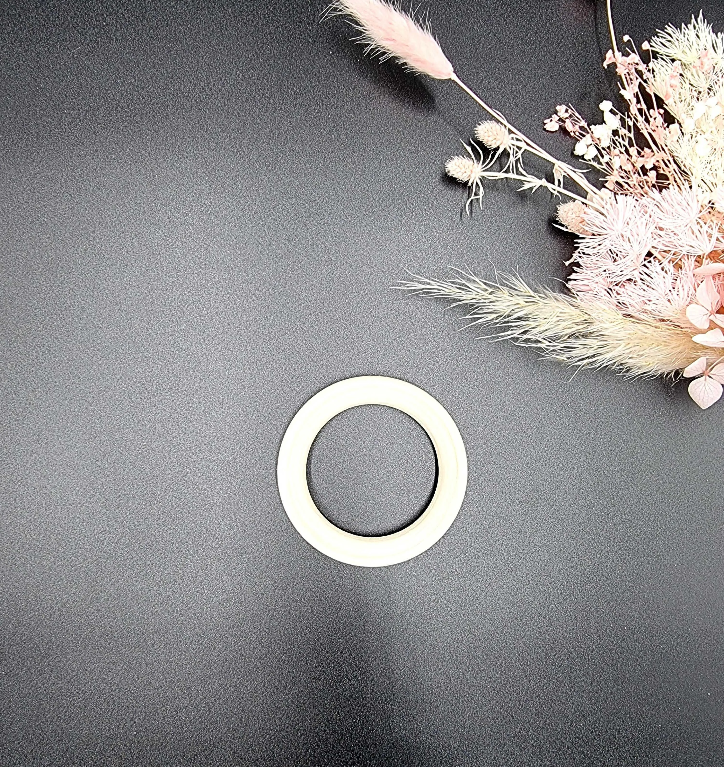 Natural Macrame Wood Ring