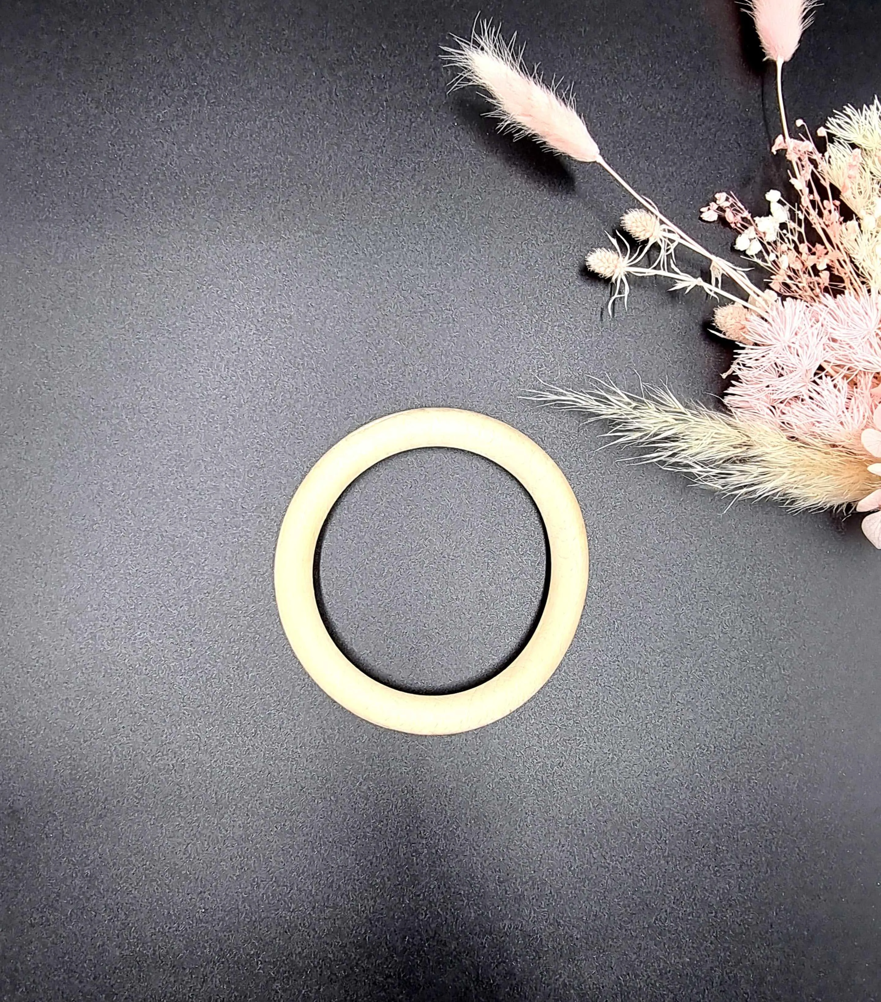 Natural Macrame Wood Ring