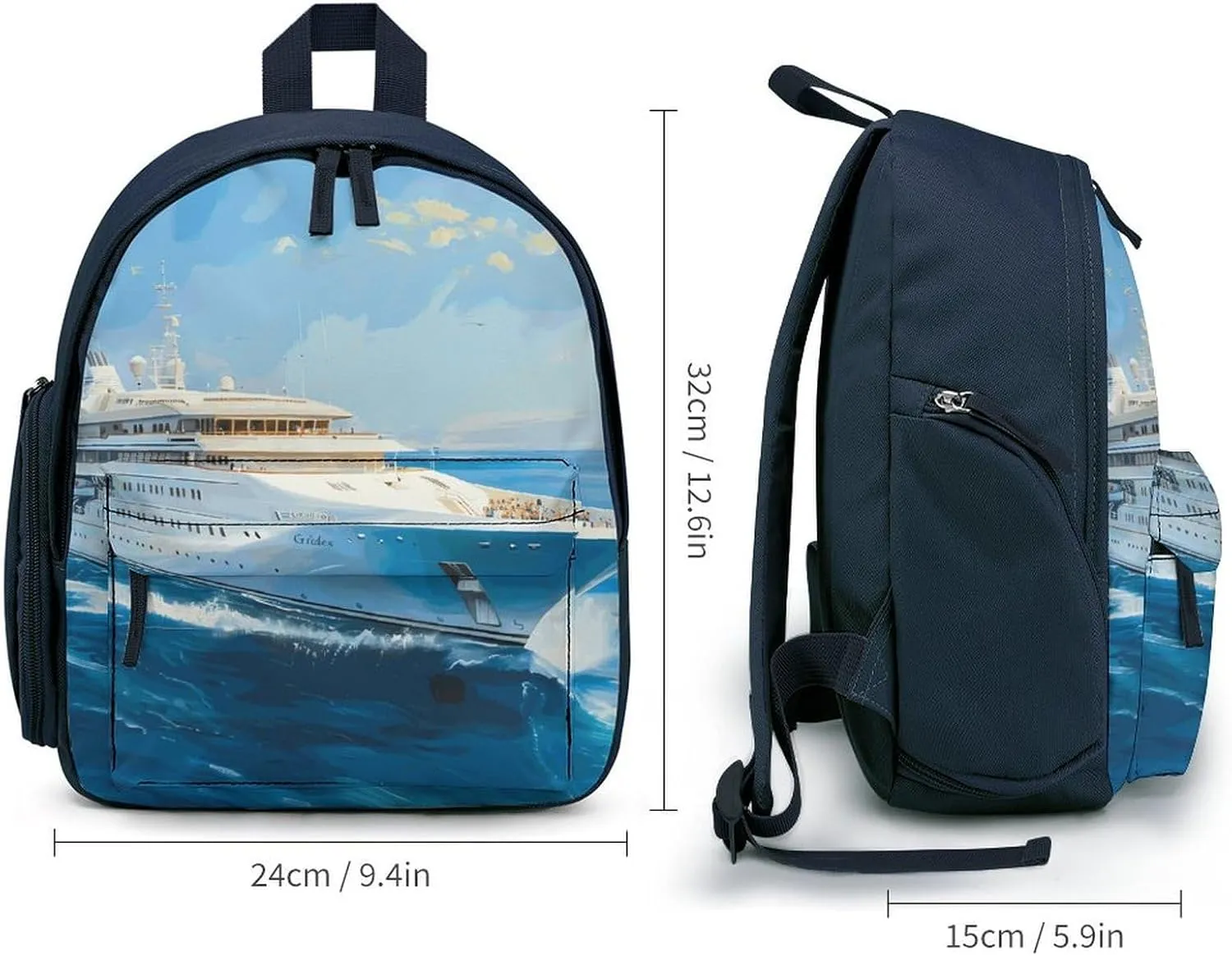 Ocean Cruise Ship Cute Backpack Small Daily Casual Daypack Travel Bag with Adjustable Strap Graphic Print