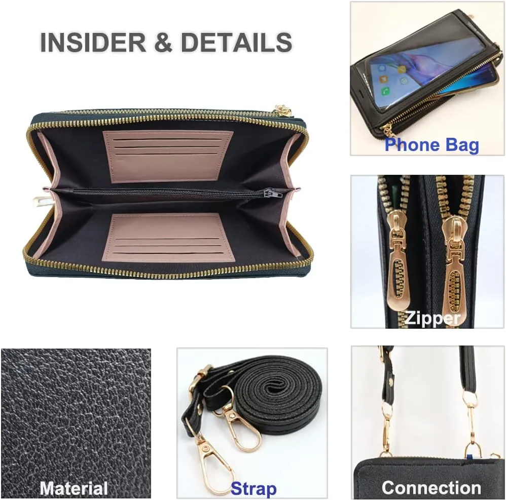 PORT&LOTUS Small Crossbody Handbags for Women Cell Phone Purse Wallet Ladies Women's Clutch PU Leather Shoulder Bags