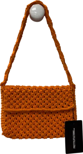 PrettyLittleThing Orange Knit Macrame Gold Bead Shoulder Bag