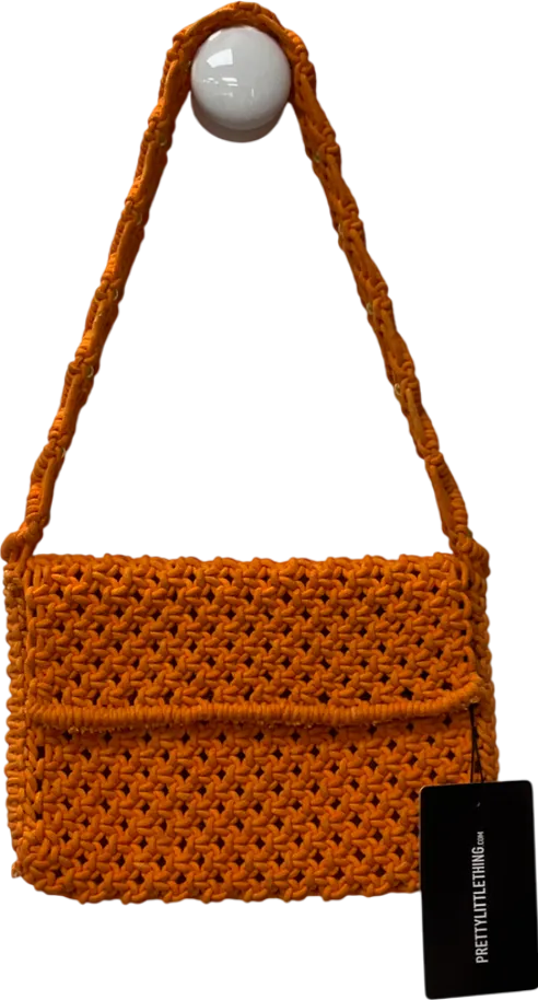 PrettyLittleThing Orange Knit Macrame Gold Bead Shoulder Bag