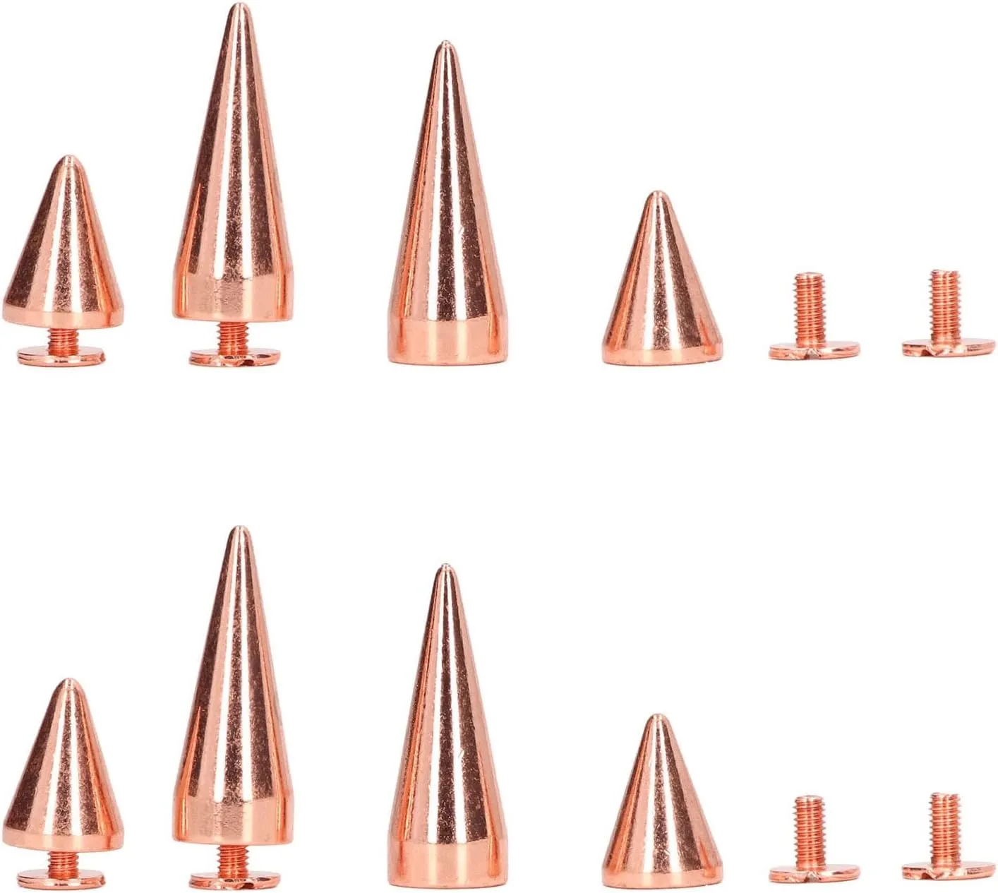 Punk Cone Spikes , Rose Gold Spikes Studs Leather Rivets for Shoes Bags , handmade materials