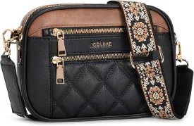 Quilted Crossbody Bags For Women With Wide Strap Vegan Leather Designer Shoulder Handbags Small Purse