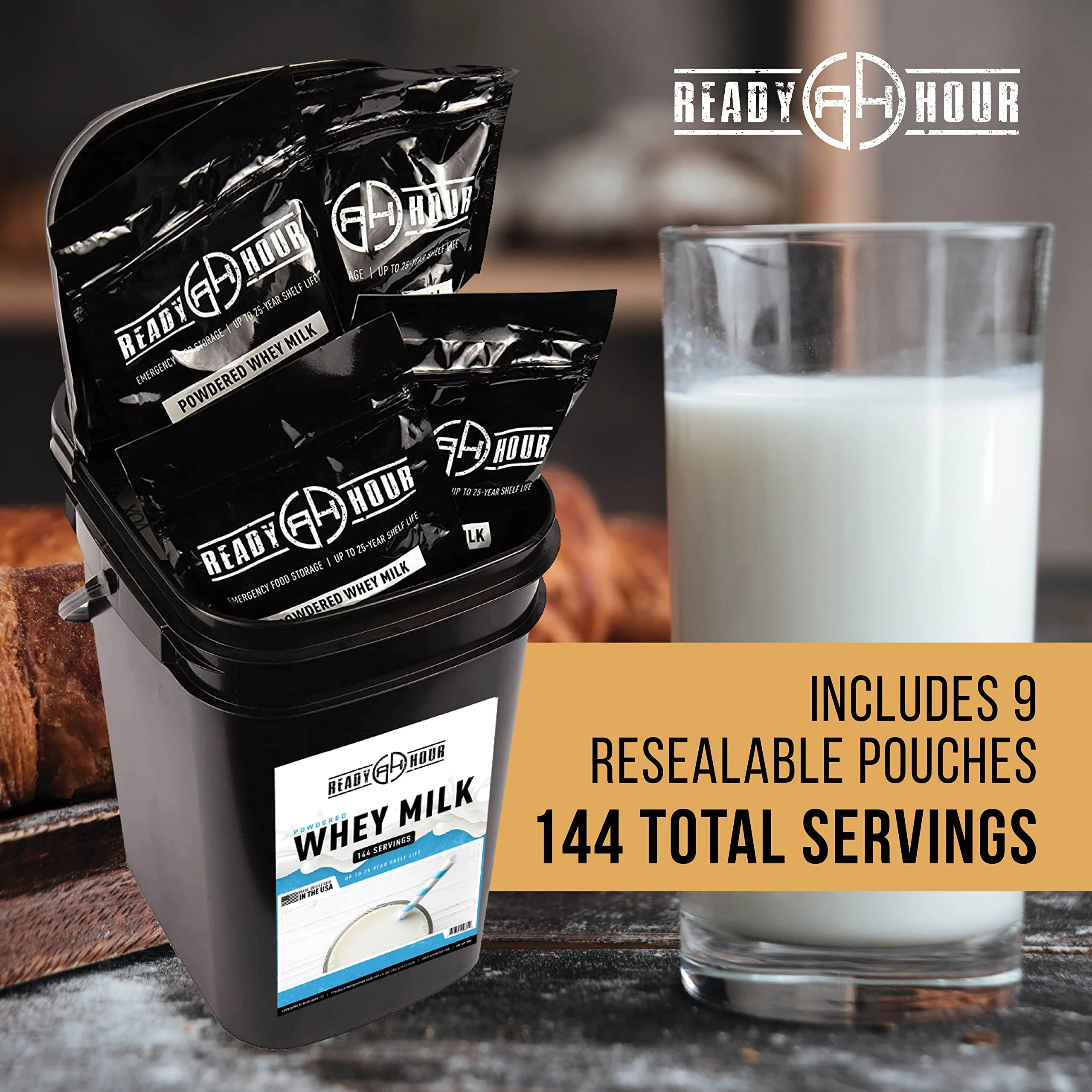 Ready Hour Bulk Powdered Real Whey Milk Pail - 144 Servings