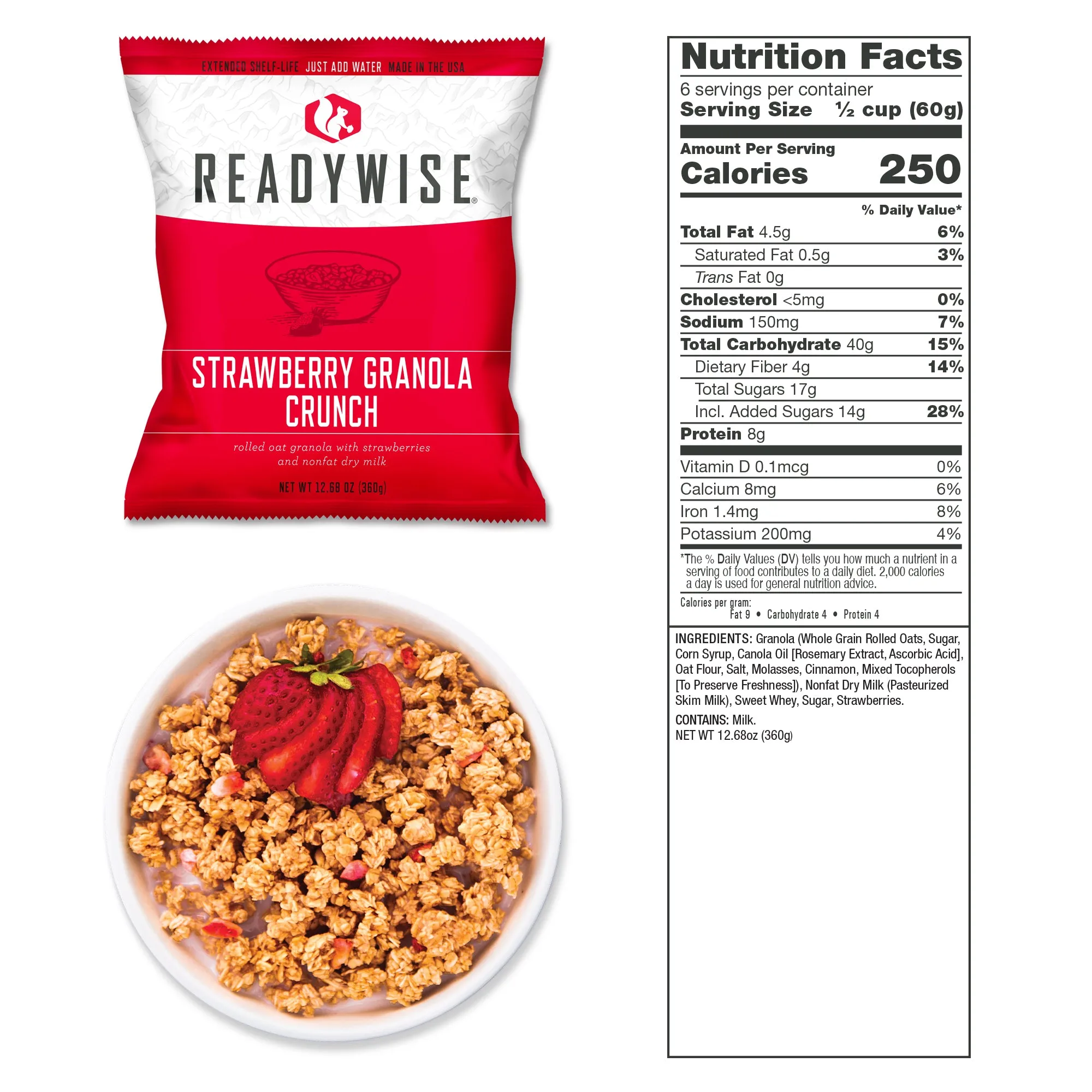 ReadyWise - 1080 Serving Package - 186 lbs - Includes: 6 - 120 Serving Entrée Buckets and 3 - 120 Serving Breakfast Buckets