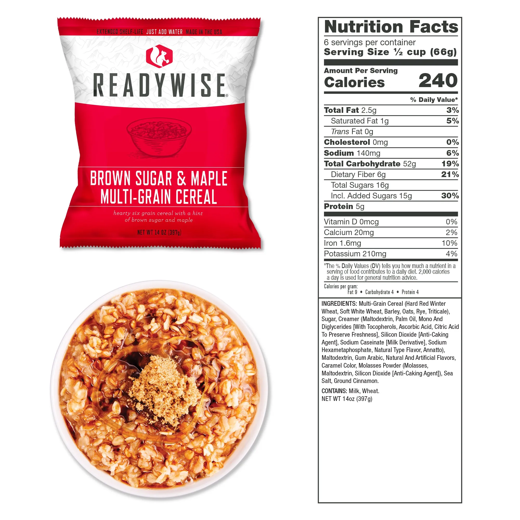ReadyWise - 1080 Serving Package - 186 lbs - Includes: 6 - 120 Serving Entrée Buckets and 3 - 120 Serving Breakfast Buckets