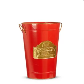 Red Christmas Tree Farm Tin Bucket - Small